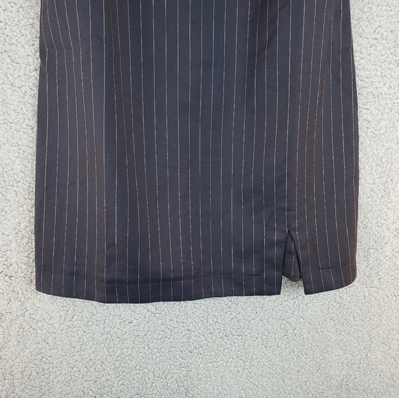 Elodie Black Pin Stripe Spagetti Criss Cross Back Adj. Strap Mini Dress Size M - Picture 4 of 11